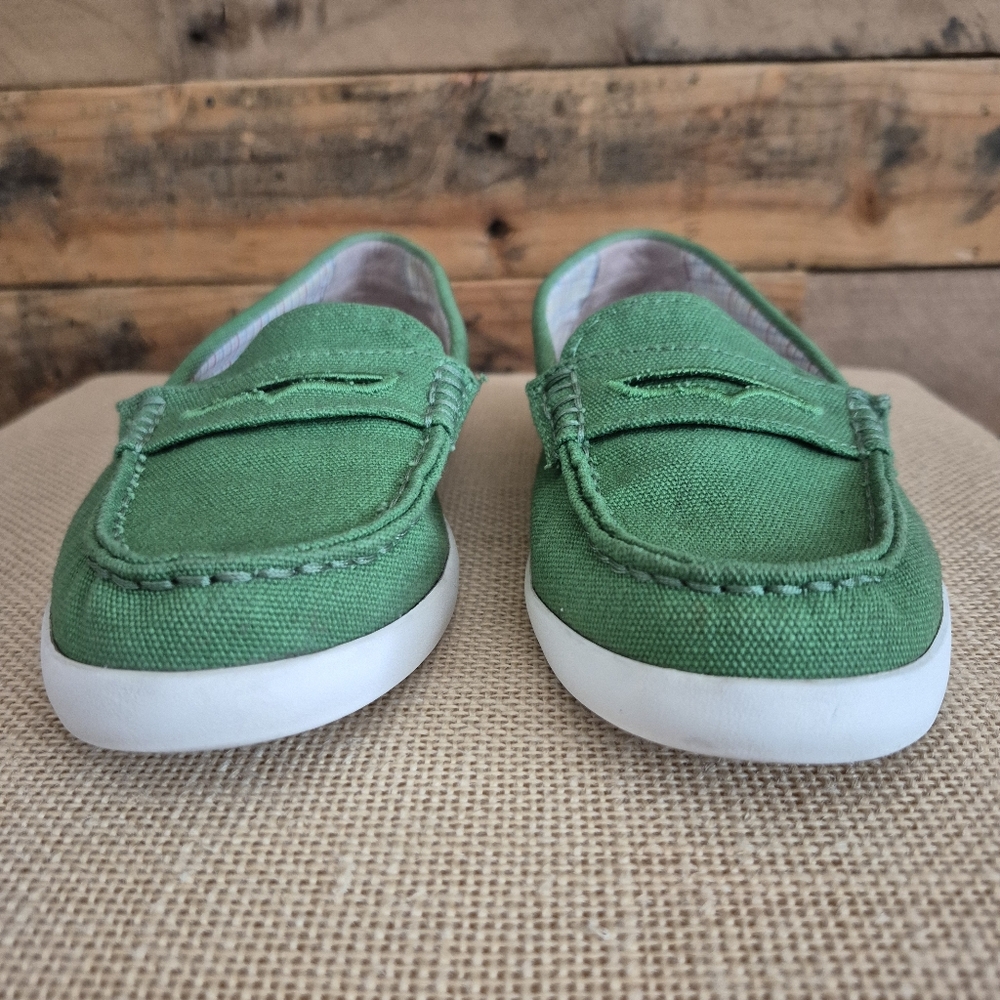Cole Haan Penny Loafers Green Canvas Pinch Maine Classic Grand.OS Womens Sz 5.5 - Picture 6 of 13